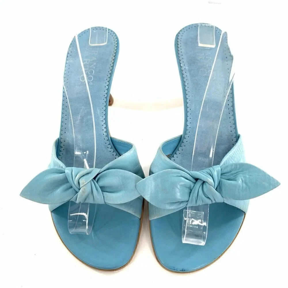 Franco sarto womens heels size 7 blue leather vintage y2k 90s bow